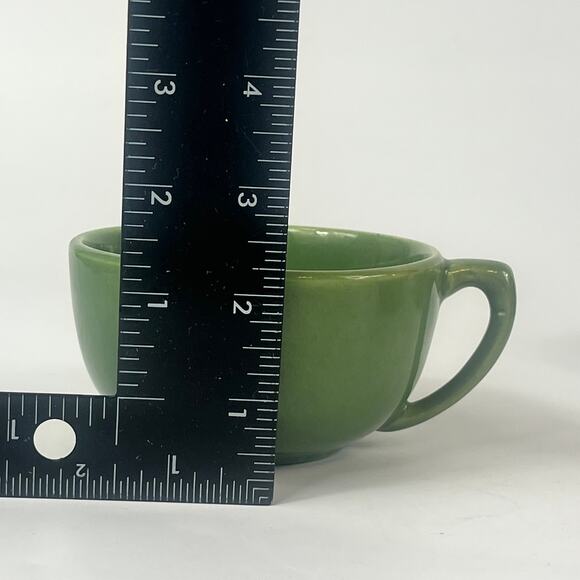 4 Bauer Los Angeles Pottery Coffee Mugs Green Vtg 60s Replacement Ceramic Glazed - Picture 4 of 5